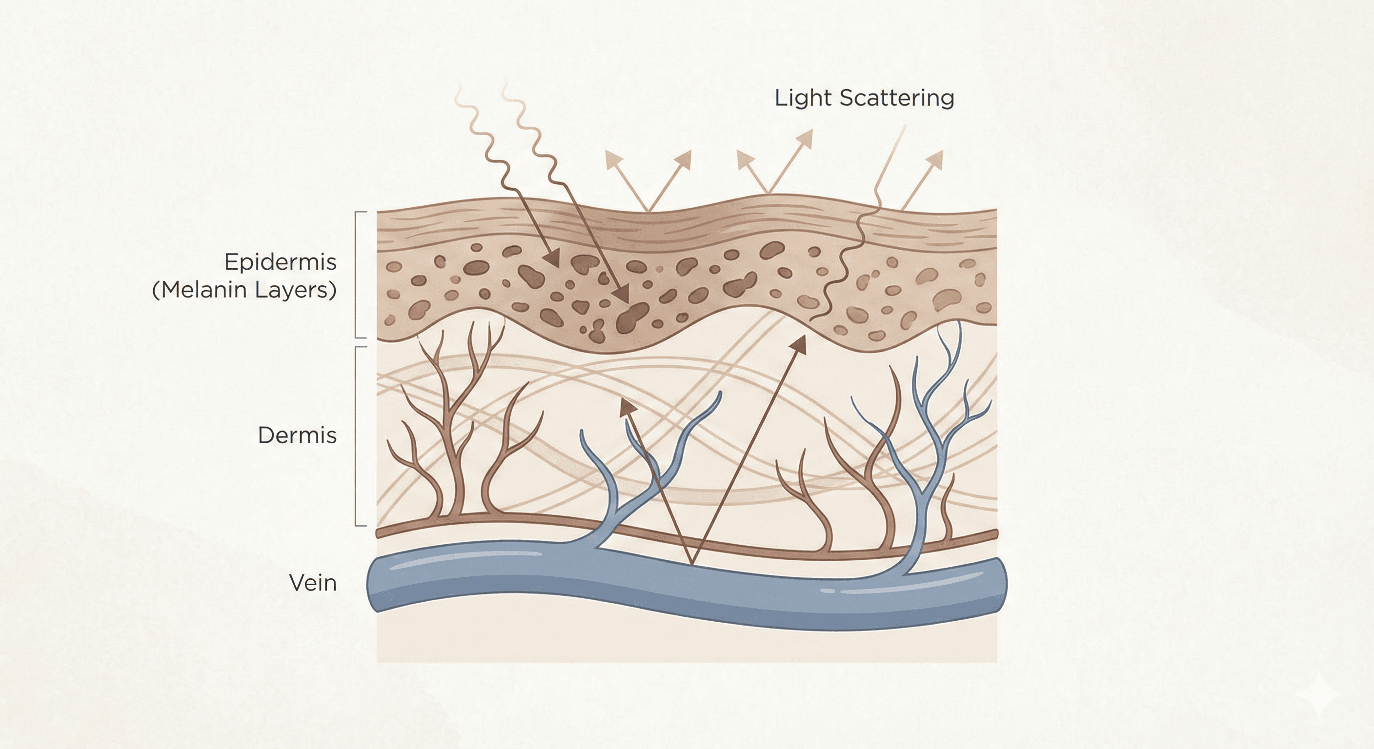 Wrist veins on brown skin showing varied appearances under different lighting
